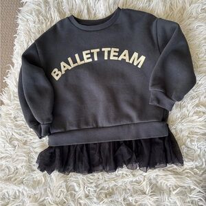 Zara Girl’s Gray Ballet Team Sweatshirt with Black Tulle Hem